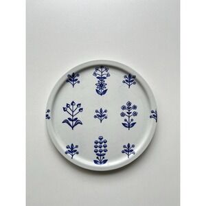 Arabia Finland Tapestry Porcelain Blue White Trivet Wall Tile Vintage 1950s